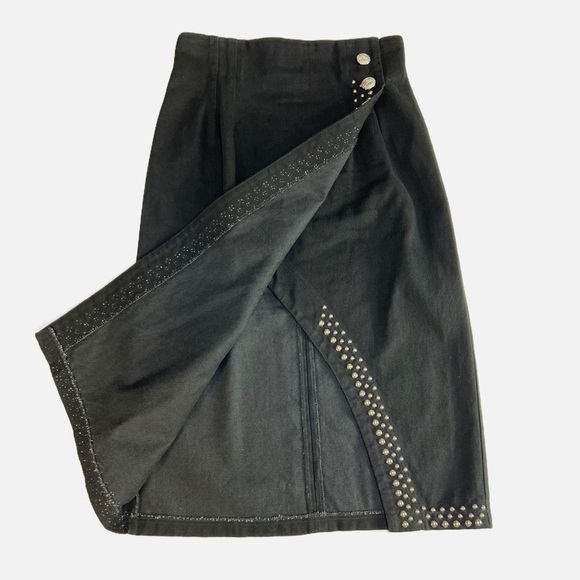 Vintage Apache Studded Black Cotton Wrap Style Skirt Size L USA Made - Picture 6 of 7